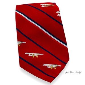 Men's Tie - Smithsonian Institution - Single Propeller‎ Plane - Red
